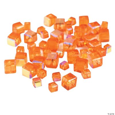 Orange Sunset Cube AB Cut Crystal Beads - 4mm-6mm