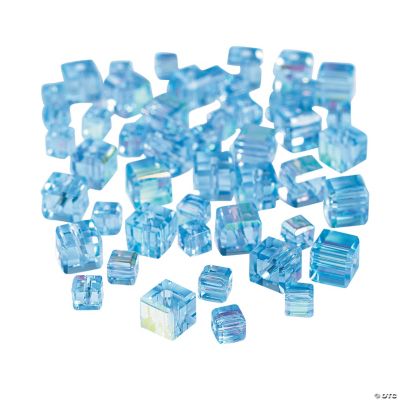 Blue Topaz Cube AB Cut Crystal Beads - 4mm-6mm
