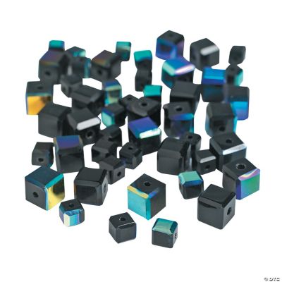 Jet Black Cube AB Cut Crystal Beads - 4mm-6mm