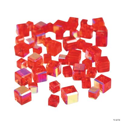 Ruby Cube AB Cut Crystal Beads - 4mm-6mm