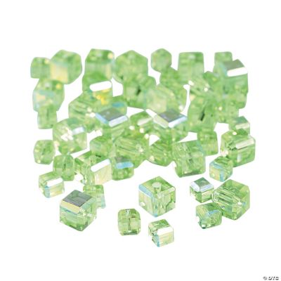 Peridot Cube AB Cut Crystal Beads - 4mm-6mm