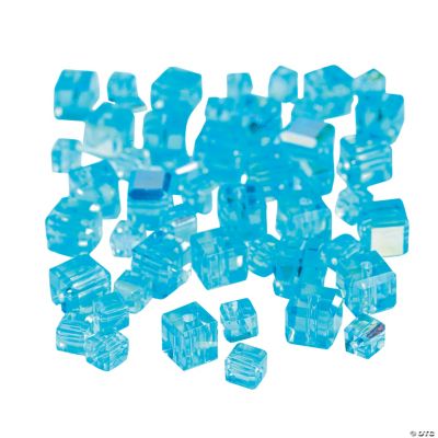 Aquamarine Cube AB Cut Crystal Beads - 4mm-6mm