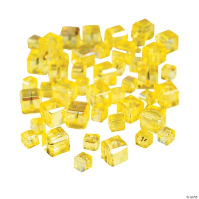 Canary Yellow Cube AB Cut Crystal Beads - 4mm-6mm