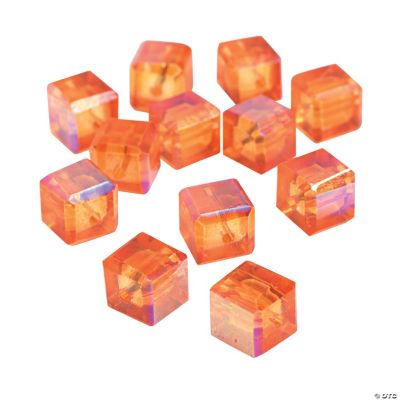 Orange Sunset Cube AB Cut Crystal Beads - 8mm
