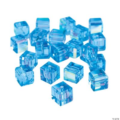 Blue Topaz Cube AB Cut Crystal Beads - 8mm
