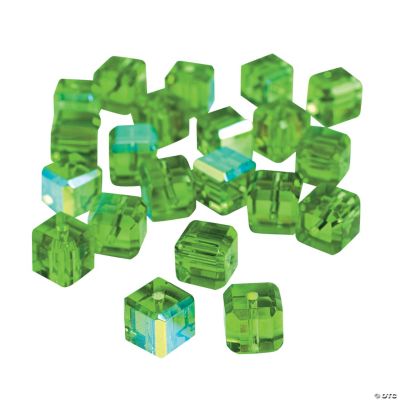 Emerald Cube AB Cut Crystal Beads - 8mm