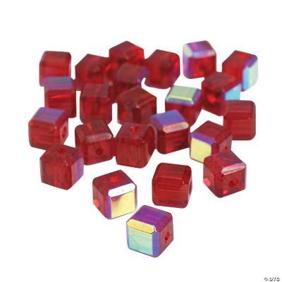 Garnet Cube AB Cut Crystal Beads - 8mm