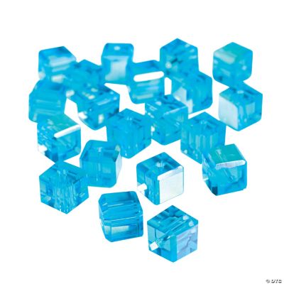 Aquamarine Cube AB Cut Crystal Beads - 8mm