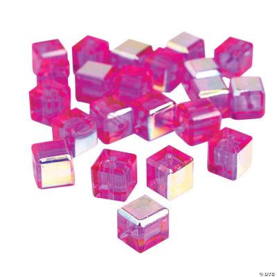 Fuschia Cube AB Cut Crystal Beads - 8mm