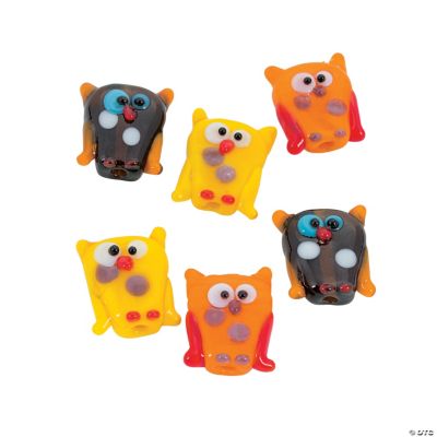 Fall Owl Lampwork Beads - 15mm