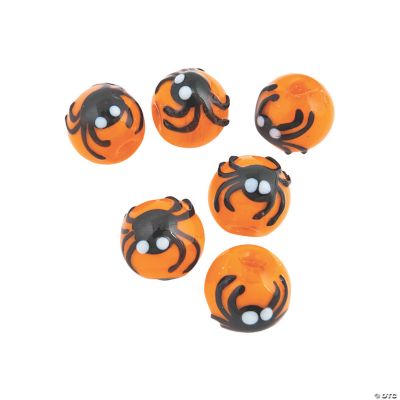 Pumpkins With Spider Lampwork Beads - 13mm