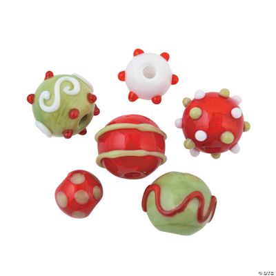 Christmas Lampwork Round Beads - 8mm-15mm