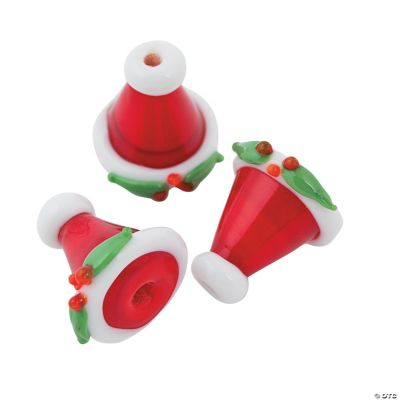 Santa Hat Lampwork Beads - 12mm