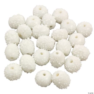 White Snowball Lampwork Beads - 12mm