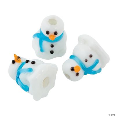 Melty Snowman Lampwork Beads - 14mm