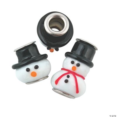 Snowman Lampwork Large Hole Beads - 20mm