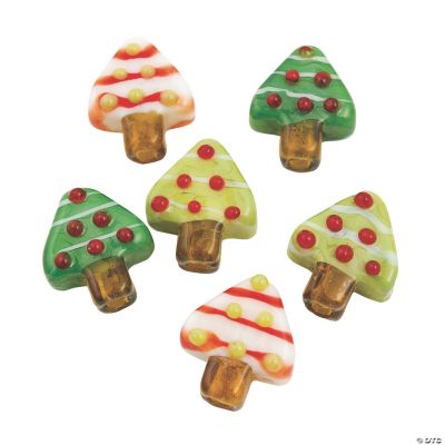 Christmas Tree Flat Lampwork Beads - 16mm