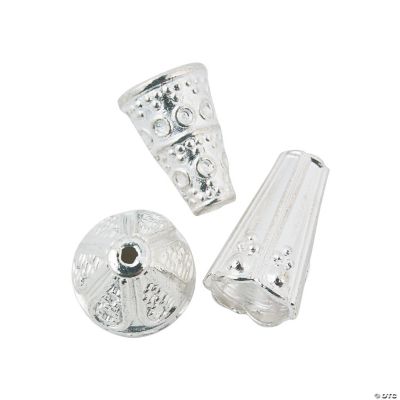 Silvertone End Cap Beads - 8mm-12mm