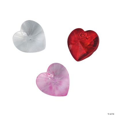 Red, Clear & Pink Crystal Faceted Hearts - 15mm