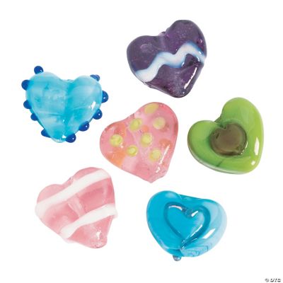 Bright Funky Heart Lampwork Beads - 15mm