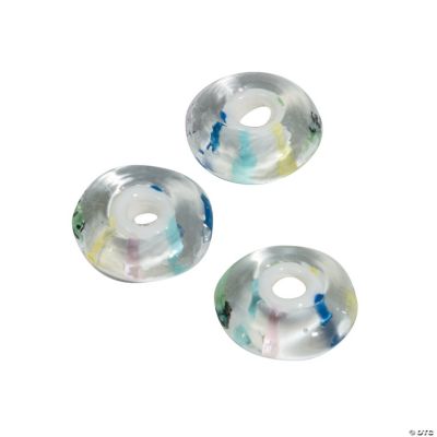 Pastel Striped Large Hole Disk Beads - 16mm