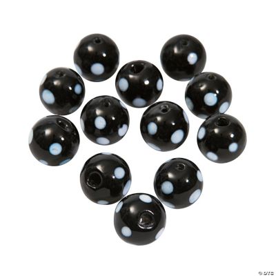 Black & White Polka Dot Lampwork Beads - 10mm
