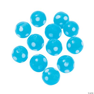Teal Polka Dot Lampwork Beads - 10mm