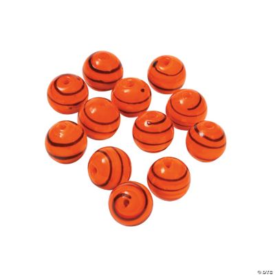 Orange Striped Round Lampwork Beads - 10mm