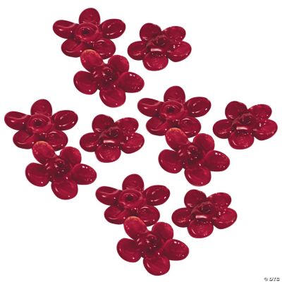 Red Flower Lampwork Beads - 16mm