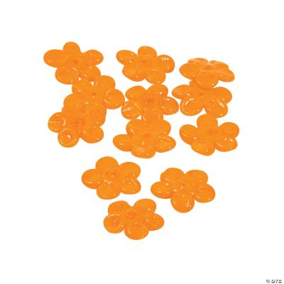 Orange Flower Lampwork Beads - 16mm