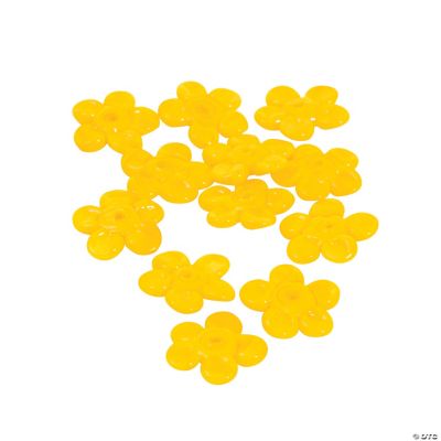 Yellow Flower Lampwork Beads - 16mm