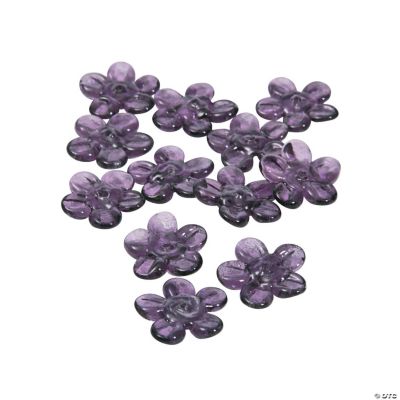 Purple Flower Lampwork Beads - 16mm