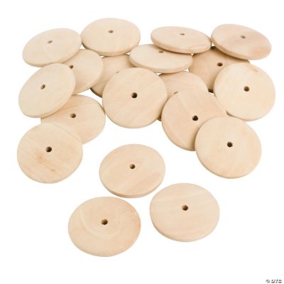Flat Unfinished Wood Disk Beads - 24mm