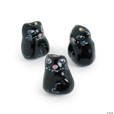 Black Cat Beads - 15mm x 17mm
