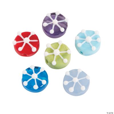 Snowflake Round Lampwork Beads - 14mm