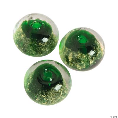 Green Foil Beads - 13mm