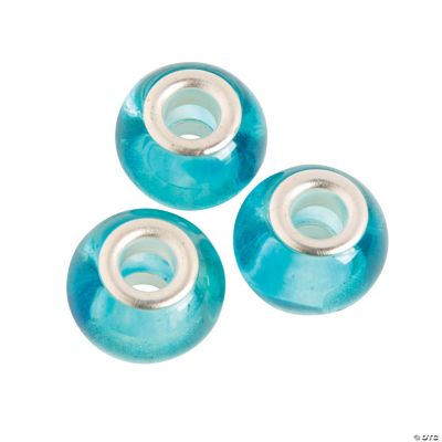 Aquamarine Large Hole Beads - 14mm