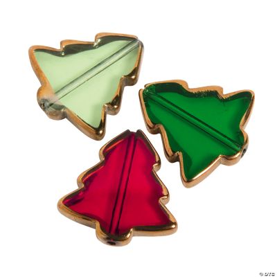 Red & Green Christmas Tree Beads - 22mm