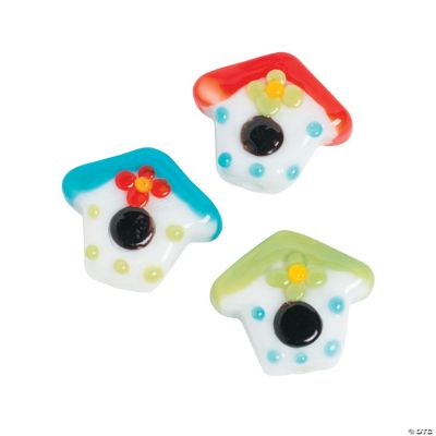Birdhouse Lampwork Beads - 16mm x 19mm
