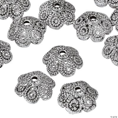 Silvertone Flower Bead Caps