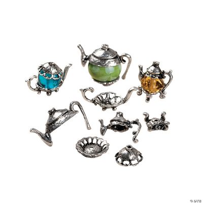 Silvertone Metal Teapot Bead Caps