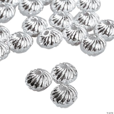 Bright Silvertone Swirl Beads - 4mm x 6mm