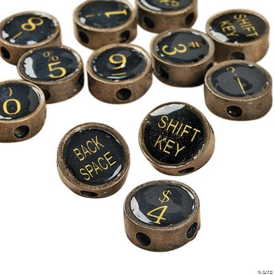 Antique Gold-Finish Metal Typewriter Key Charms
