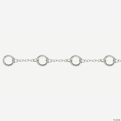 Bright Silvertone Ring Linked Chain