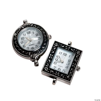 Silvertone Metal Round & Rectangular Watch Face Set
