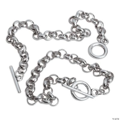 Silvertone Metal Chain Bracelets With Toggle Clasp