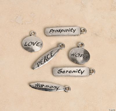 Silvertone Words Of Serenity Charms