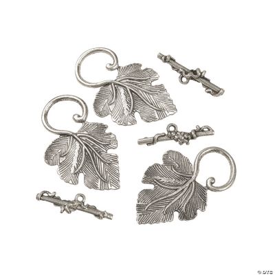 Silvertone Metal Leaf Toggle Clasps