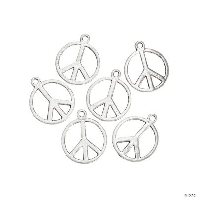 Silvertone Metal Peace Symbol Charms
