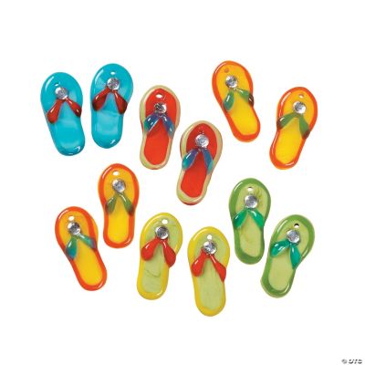 Fused Glass Flip Flop Charms With Rhinestones